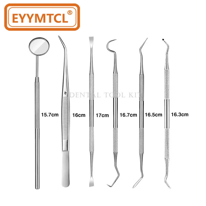 Dental Tools Teeth Cleaning Tools Oral Mirror Sickle Probe Stainless Steel Tooth Scraper Plaque Tar