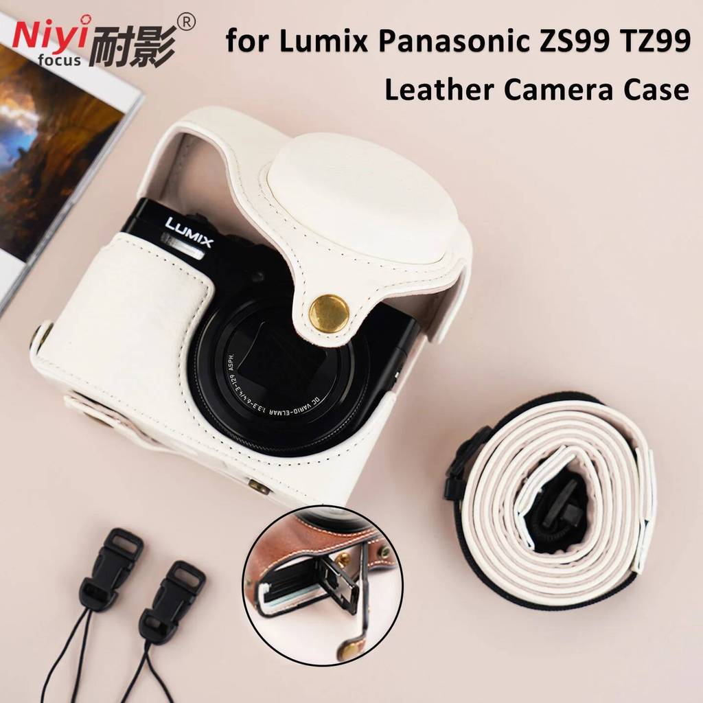 สําหรับ Panasonic Lumix DC-ZS99 DC TZ99 กล้อง Retro กระเป๋าหนังป้องกันแบตเตอรี่เปิดด้านล่างกระเป๋าสา