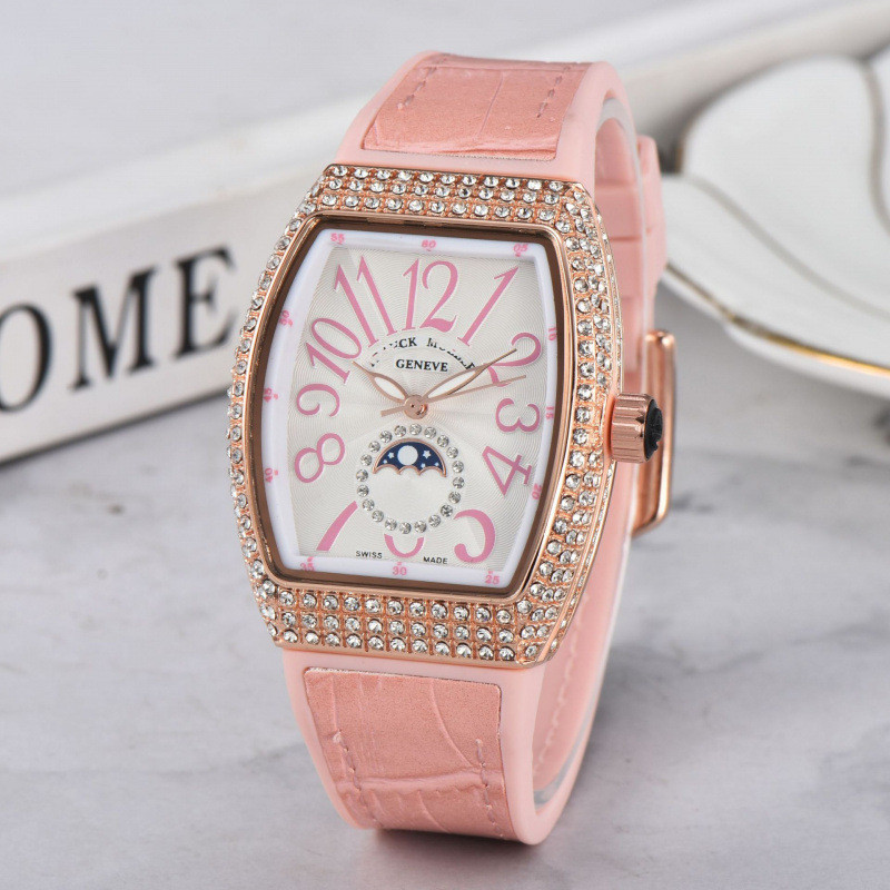 ส่วนลดใน Straw Time Flange House Barrel Square Full Diamond Large Dial Women Quartz Influencer Watch
