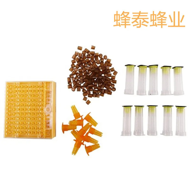 1 brown queen box, 110 queen bee protective covers, 10 yellow open queen cages