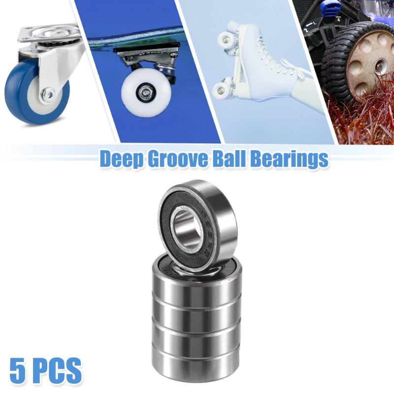 Motoforti 2pcs 5pcs 698-2RS 8x19x6mm Double Rubber Sealed Single Row Deep Groove Ball Bearings Silv