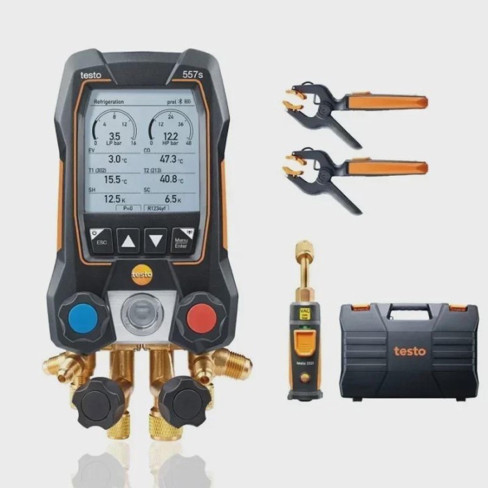 4-Valves Bluetooth Smart Digital Manifold Gauge 557S Wireless Vacuum and Clamp Temperature Probes 0
