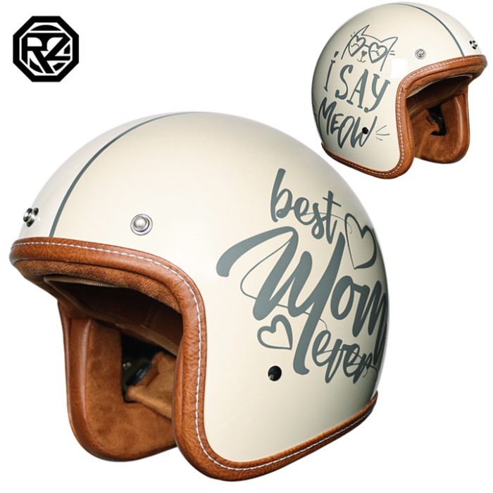 ORZ - High Quality Retro Motorcycle Helmet 3/4 Half Helmet Couple Cruise Motorcycle Helmet DOT Appr