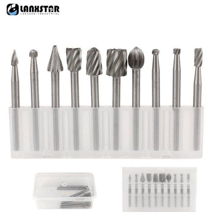 6/10pcs Set HSS Routing Router Drill Bits Set for Dremel Carbide Rotary Burrs Tools Wood Stone Meta