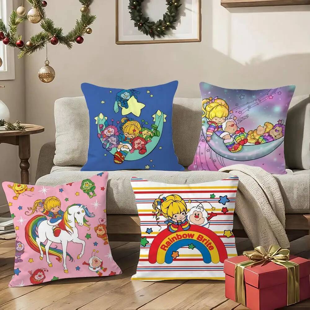 Kwaii Cute R-Rainbows B-Brite Cushion Cover ผ้าที่เป็นมิตรต่อผิวนุ่มพิเศษ Cloud Like Comfort & ซิปปก