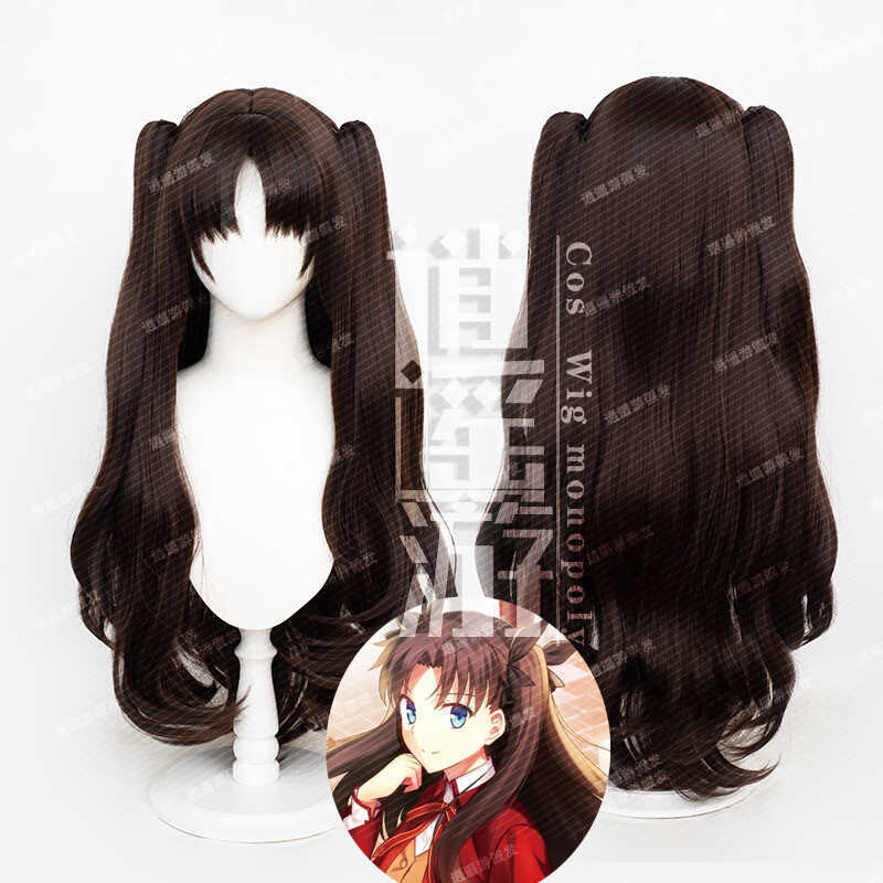 Xiaoyaoyou FGO Tohsaka Rin Cosplay วิกผมทรงหางม้าคู่ ทำจากเส้นใยสังเคราะห์ สไตล์ของ Tohsaka Rin