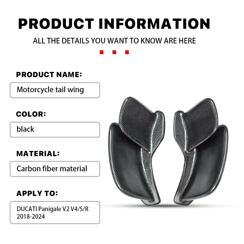 100% Real Carbon fiber Tail Fixed Wing For DUCATI Panigale V2 V4 V4S V4R Streetfighter  2018-2024 M
