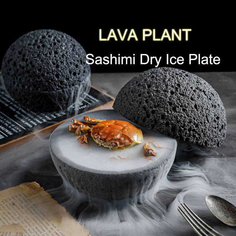 C Creative Planet Sashimi Dry Ice Plate Special Lava Stone Sea Sushi Restaurant Salmon Serving Plat