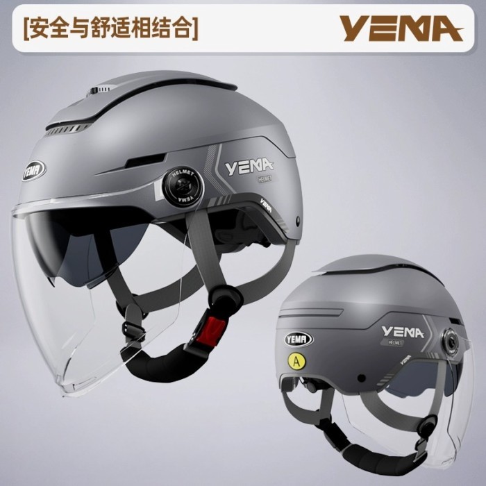 YEMA Motorcycle Helmet Men Women Summer Breathable Motorbike Open Face Helmet Dual Lenses Jet Scoot