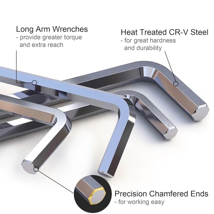 9 Piece Long Arm Torx Hex Key Set Industrial Level Anti Tamper Proof Star Allen Wrench Kit L-wrench