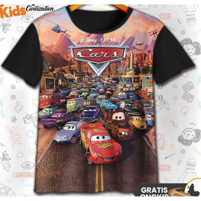 เสื้อยืดเด็กพิมพ์ลาย-animation รถ McQueen แบบ 3D สำหรับเด็ก