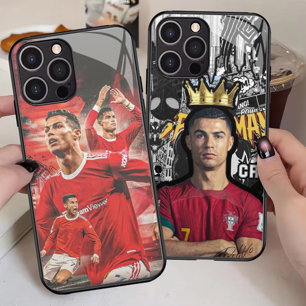 G-50 CR7 Ronaldo HD Glass Casing สําหรับ iPhone 11 14 12 13 Mini Pro Max Plus Case