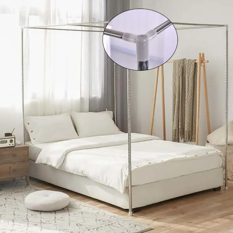 Stainless Steel Bed Canopy Bracket Mosquito Net Frame for 4 Corner Bed Bed Netting Fan Bar Support