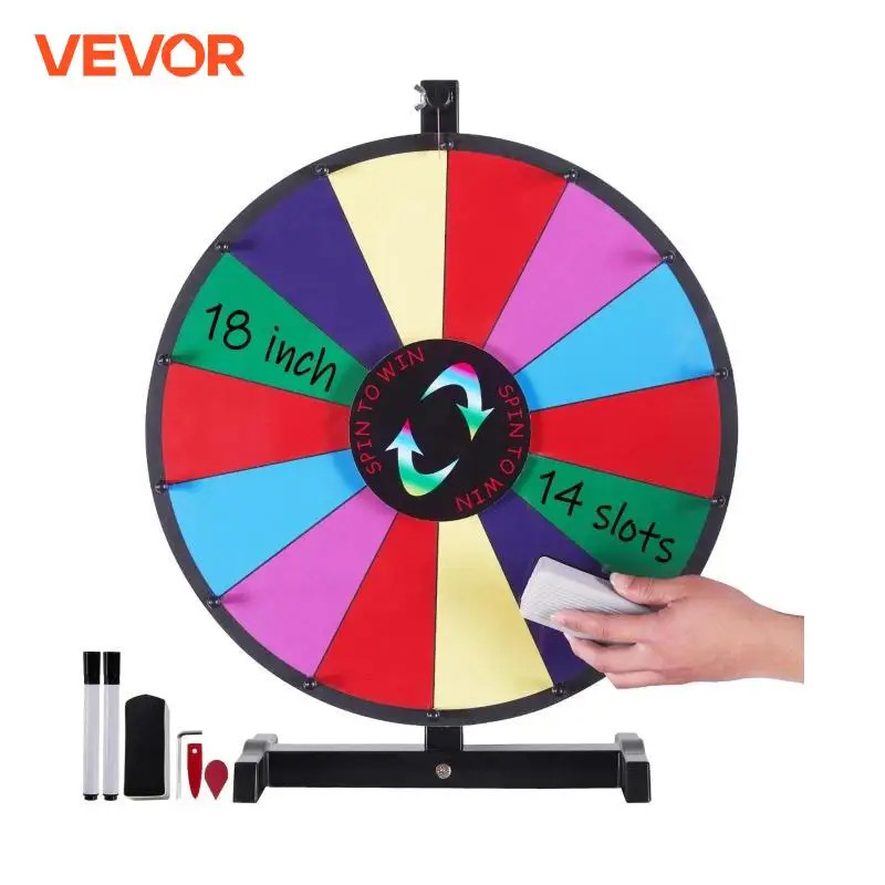 VEVOR 18/24/36 inch Spinning Prize Wheel 14 Slots Spinning Wheel Tabletop or Floor Standing Win For
