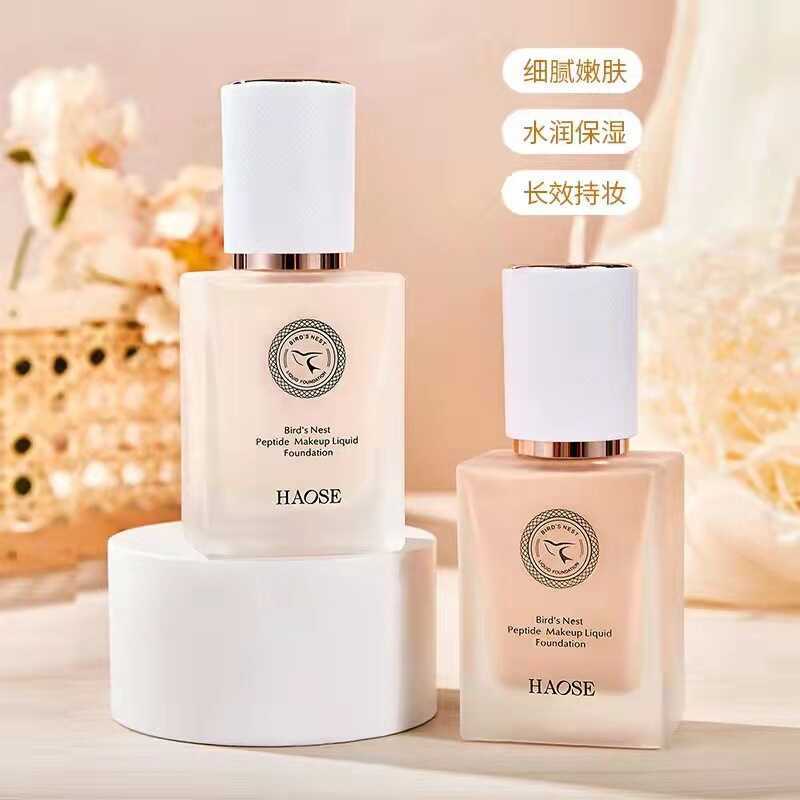 Haose Birds Nest Peptide Fixing Makeup Liquid Foundation คอนซีลเลอร์ Brightening โปร่งใส Smooth ที่ม