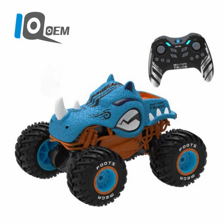 IQ0EM สินค้าที่จดสิทธิบัตร 2.4G แรดสเปรย์รีโมทคอนโทรลรถ Big Foot ไดโนเสาร์ยืน Stunt รถปีนเขารถของเล่