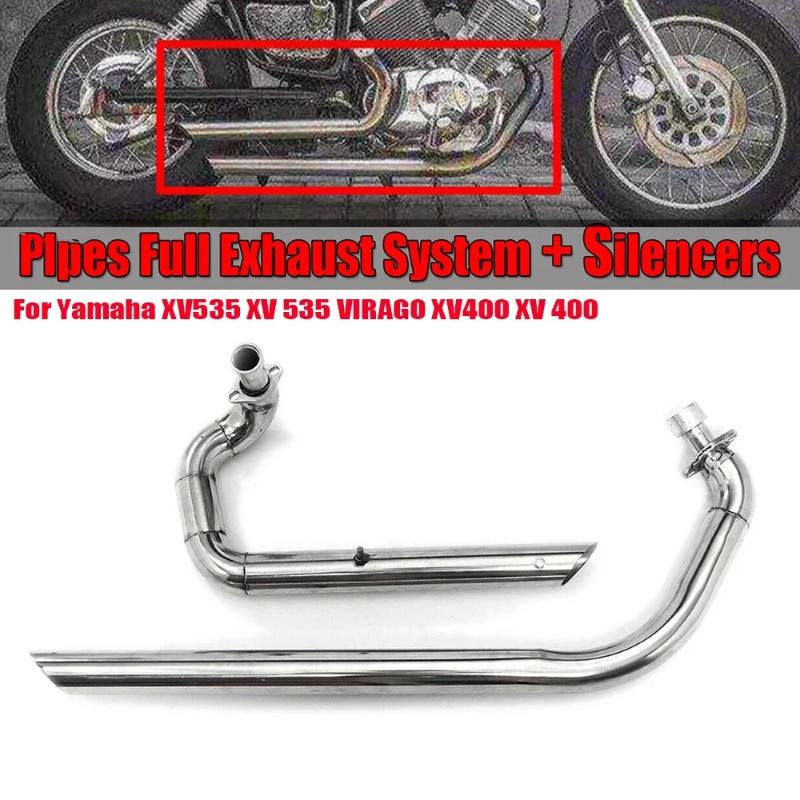 For Yamaha Virago XV535 XV 535 XV400 XV 400 Motorcycle Exhaust Pipe Drag Pipes Full Muffler Exhaust