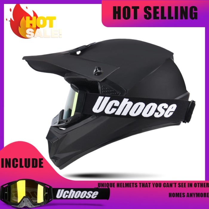 Uchoose Motorcycle Helmets Motocross DOT Adult Female and male off-road Helmets,2 set