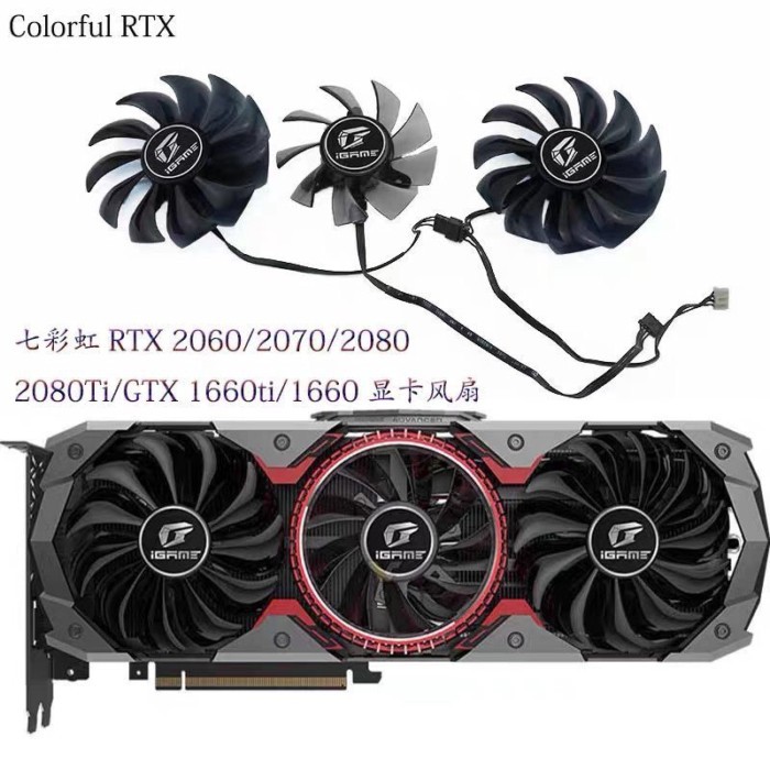 สีสัน RTX 2060/2070/2080/2080Ti/1660ti/1660 ADOC กราฟิกการ์ดพัดลมระบายความร้อน