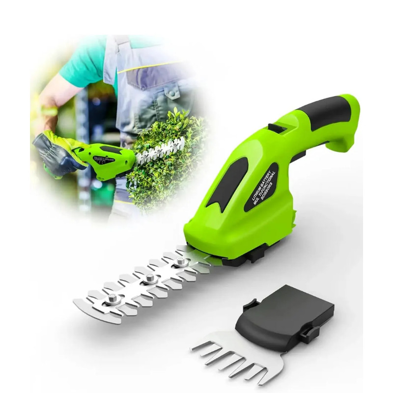 Cordless Grass Shear Electric Hedge Trimmer 2 in 1 Handheld Hedge Trimmer 7.2V Electric Grass Cutte