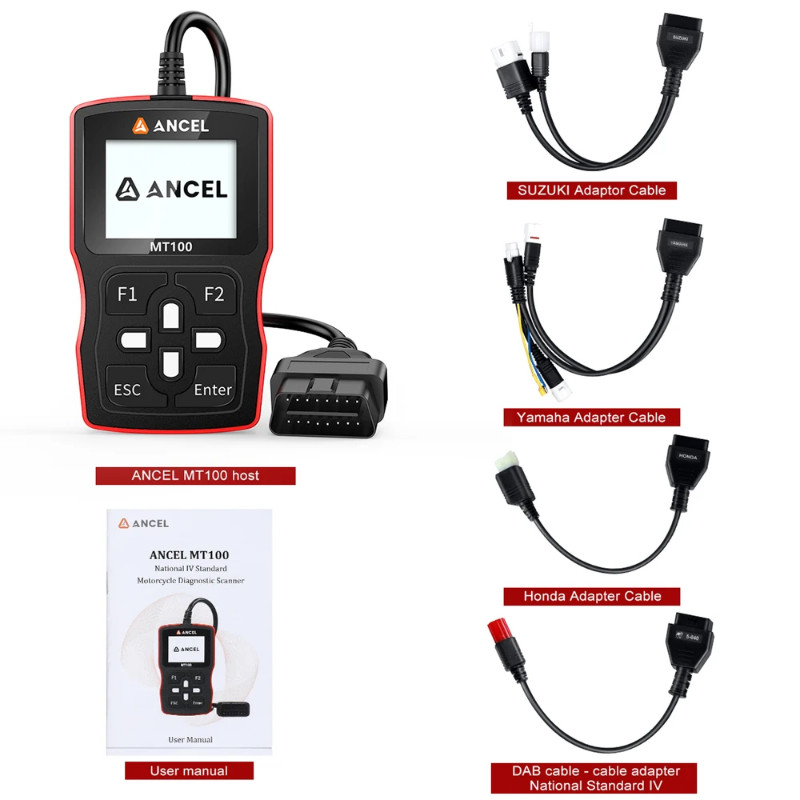 2024 ANCEL MT100 Motorcycle Coder Reader Motorcycle Scanner for Engine ABS Motor  Diagnostic Tools