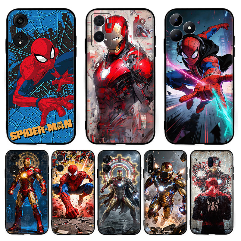 สําหรับ OPPO Reno 8T 7 lite 7z 5G 6 4G 11F 12F 12FS 12 อะนิเมะ Marvel Iron Man และ Spider-Man ซิลิโค
