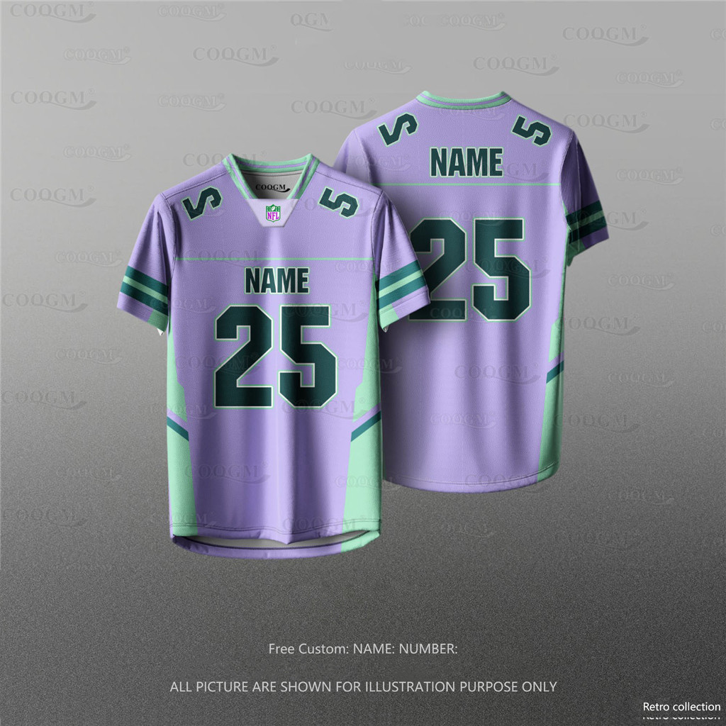 เสื้อยืด.street fashion พร้อมการพิมพ์แบบ Full Sublimation สไตล์อเมริกัน NFL มีบริการกำหนดชื่อและหมายเลขสำหรับผู้ชายและผู้หญิง