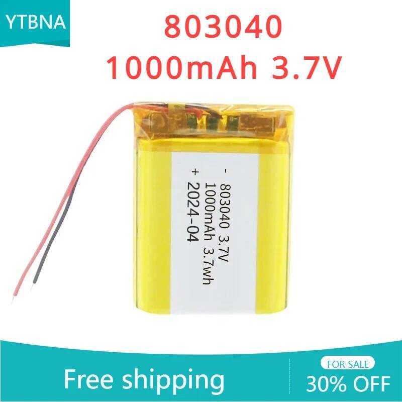 C 803040 1000Mah 3.7V Lithium Polymer Battery For Mp3/4/5 DVD GPS VR DVR Player Navigator Speaker P