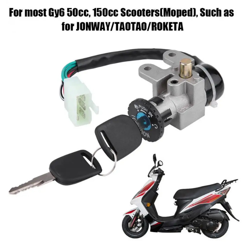 Motorcycle 5 Wire Ignition Switch Lock Set For 50cc 139QMB 80CC KYMCO 50 GY6 60CC GY6 50 Moped Scoo