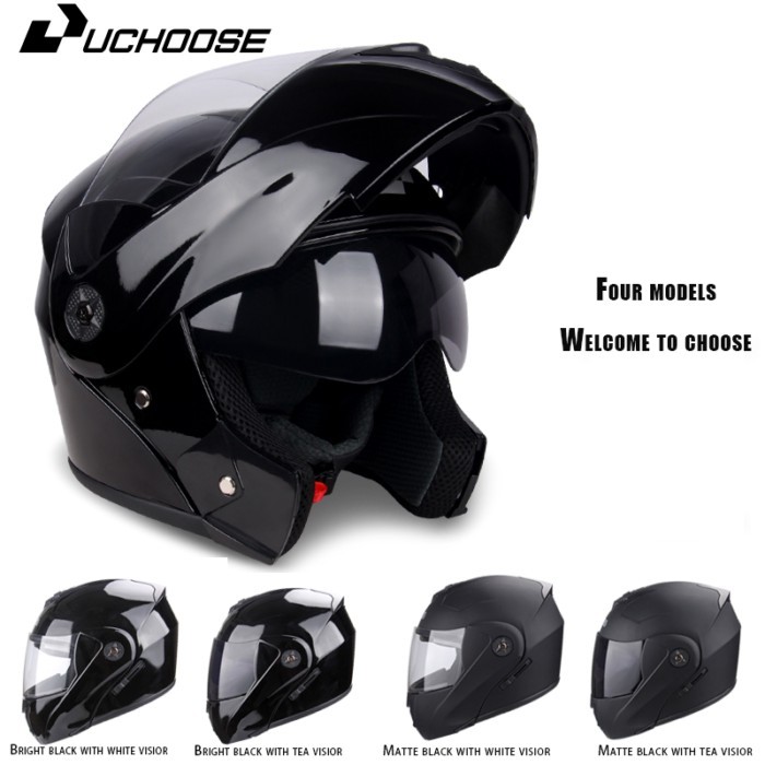 Uchoose DOT Certification Motorcycle Helmet Double Lens Cross Section Safety Helmet Modular Flip He
