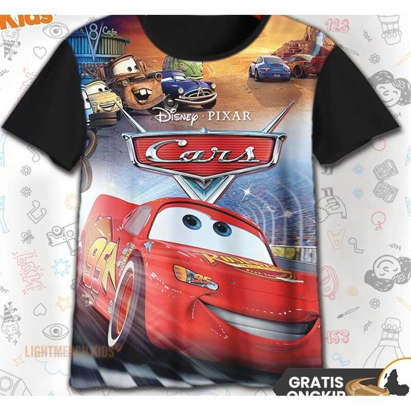 เสื้อยืดการ์ตูน 3D พิมพ์ Anime Cars McQueen V22 เหมาะสำหรับเด็ก