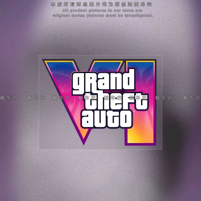 GTA6 โลโก้รถสติกเกอร์สติกเกอร์ GTA5 โลโก้ R Star เกมรถสติกเกอร์ด้านหลังสามเหลี่ยมหน้าต่างสติกเกอร์ตก