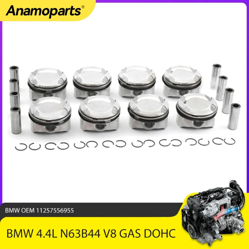 8X Pistons&Rings Kit Φ89mm Fit 4.4 L For BMW 550i 750i X5 F01 F02 F03 E70 E71 N63B44 4.4L V8 GAS DO