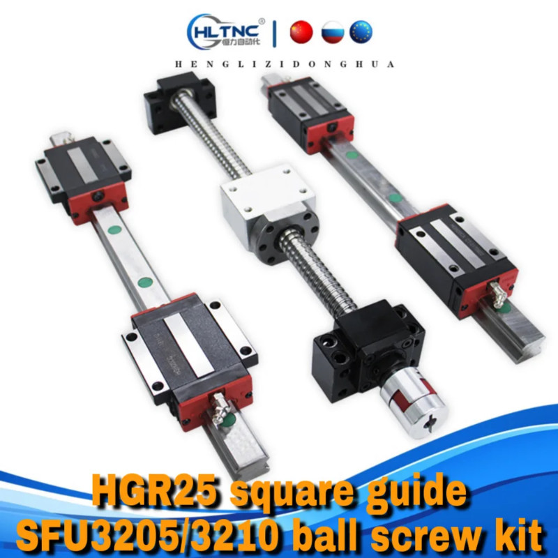 CNC Router 25mm Linear Rails 2 pc HGR25 Square Guide+4 HGH25CA /HGW25CC Carriages Slides +1 Set SFU