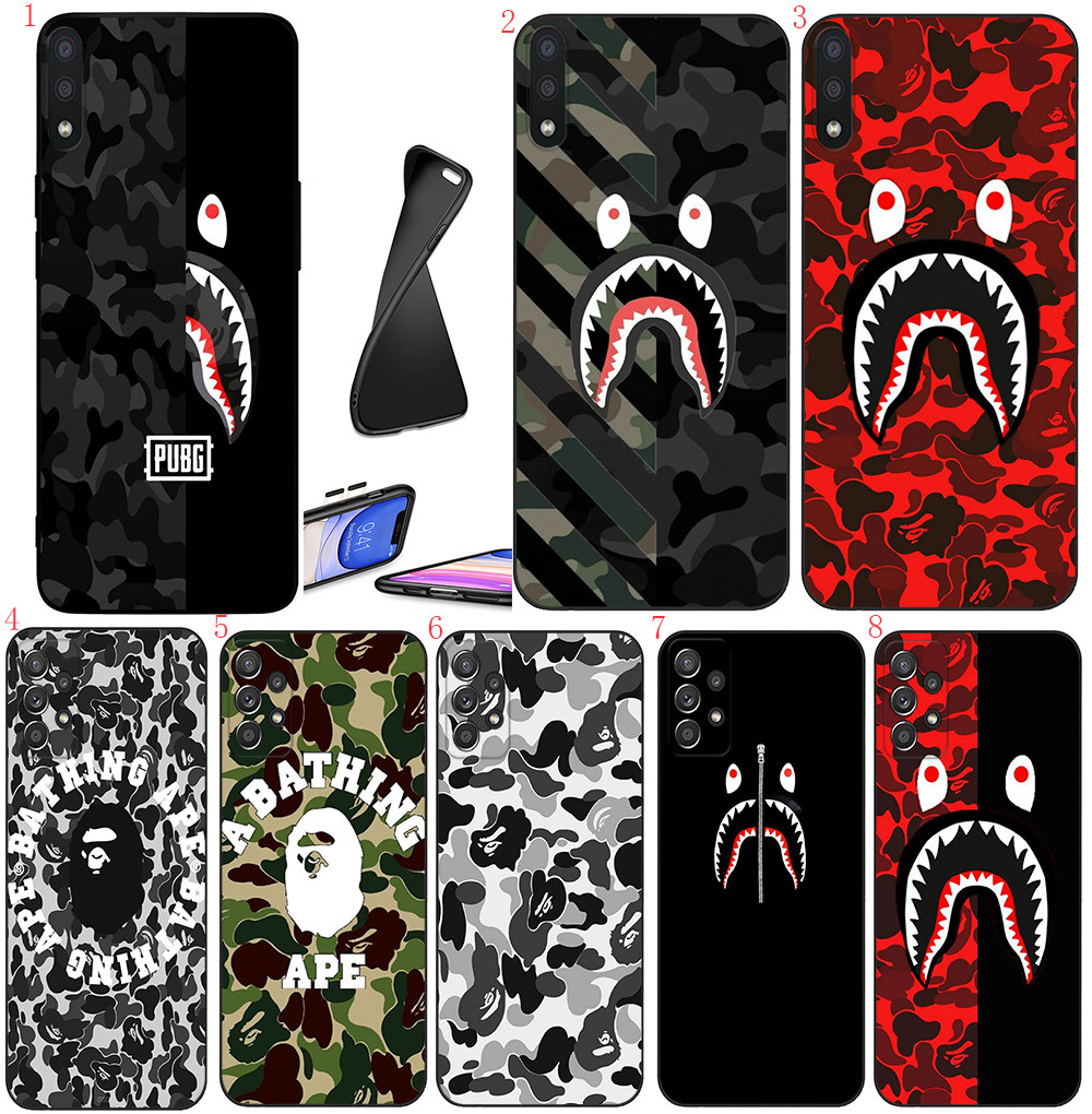 Samsung A22 A55 A56 J4 J6 J8 2018 J4 J5 J6 J7 Prime Plus Core T4 BAPE การ์ตูนเคสโทรศัพท์สีดํานุ่ม