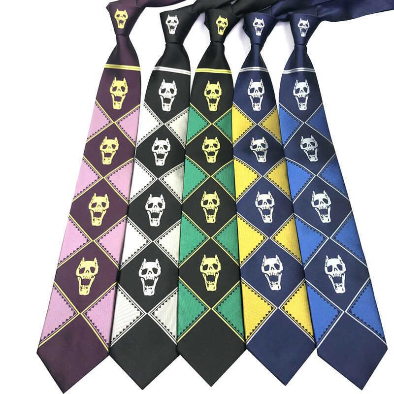 โจโจ๋ Kira Yoshikage Skull tie สำหรับคอสเพลย์ทั้งผู้ชายและผู้หญิง