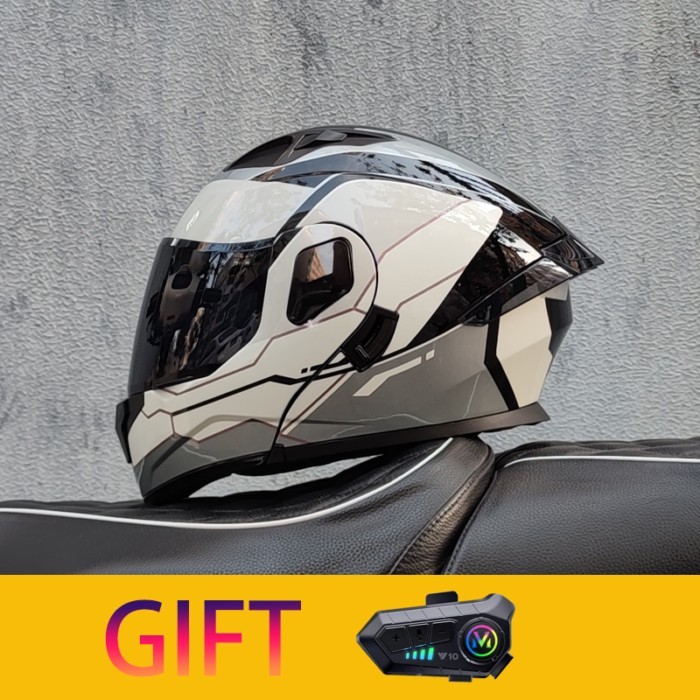 ORZ Motorcycle Helmet Modular Flip Helmet Dual Lens Full Helmet Comes with Bluetooth Earphones Mode