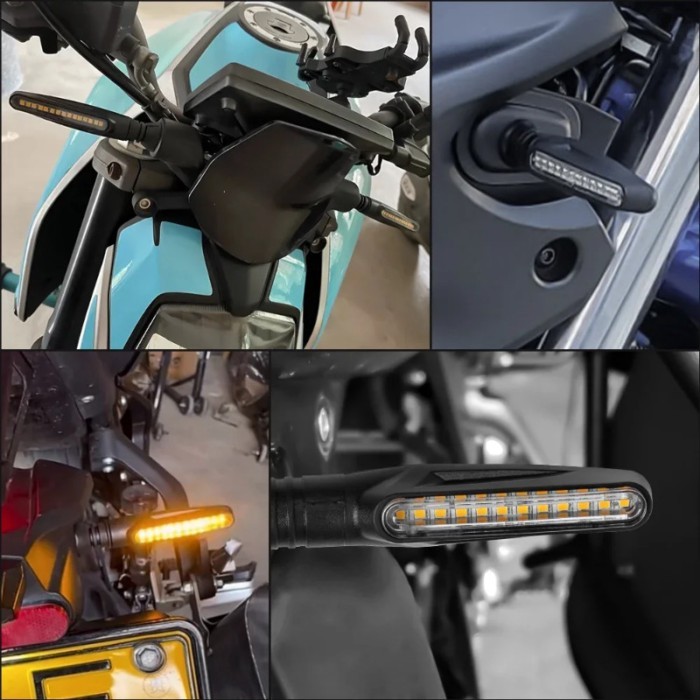 12LED Motorcycle Flowing Turn Signal Lamp 335SMD Bar Lights DRL Warning Light 12V 3000K Amber Yello
