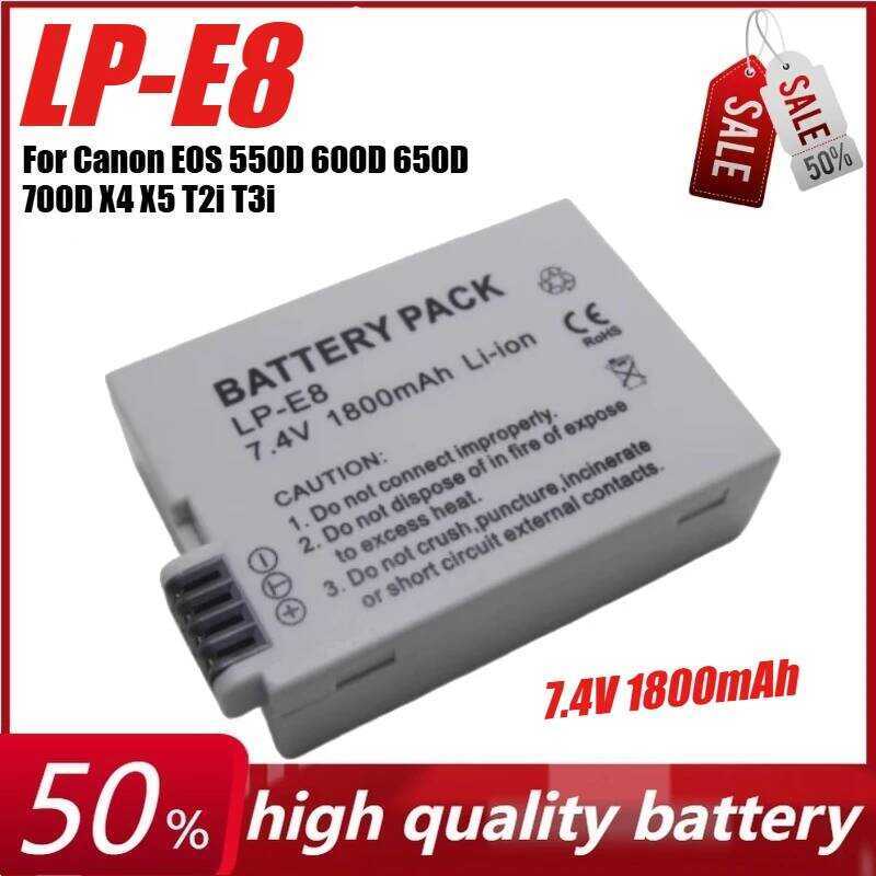 C 7.4V 1800Mah Lp-E8 Lpe8 LP E8 Camera Battery For Canon EOS 550D 600D 650D 700D X4 X5 T2i T3i X6i