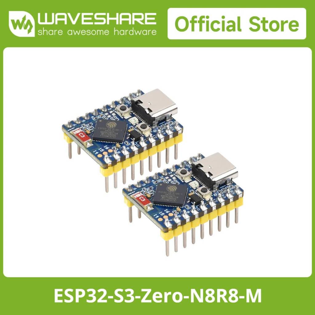 2 ชิ้น/ล็อต Waveshare ESP32-S3 Mini Development Board, 8MB Flash Memory, 8MB PSRAM, ตาม ESP32-S3, 24