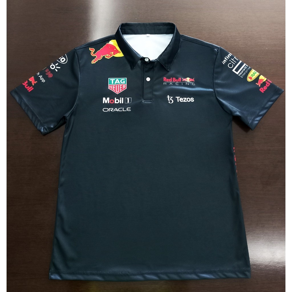 เสื้อโปโล F1 ทีม Red Bull Racing ลายสปอนเซอร์เต็มตัว (Oracle, TAG, Tezos) ไซส์ S-5XL