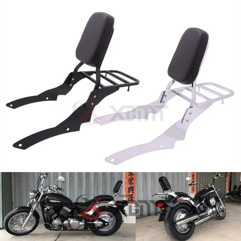 Motorcycle Passanger Backrest Sissy Bar w/ Luggage Rack For Yamaha Drag Star V-Star 400 650 Custom