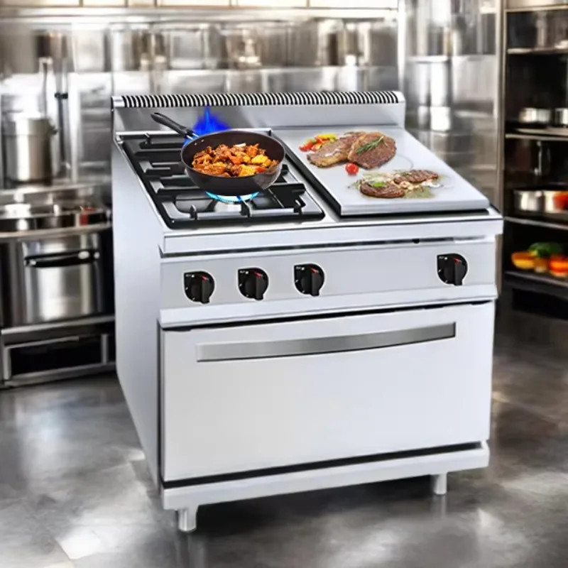 Commercial 380v Stove and Grill All in One Catering Restaurant Equipment 2 Burner Gas Electric Cook