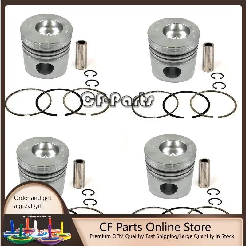 New 4 Sets STD Piston Kit With Ring 6140-31-2113 Fit For Komatsu 4D92 Engine 92MM