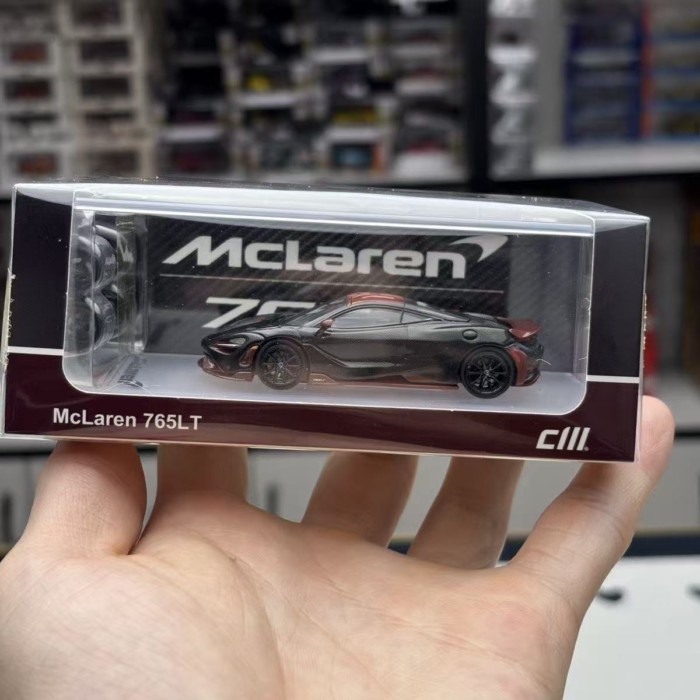 CM รุ่น 1: 64 McLaren 765LT โมเดลรถโลหะผสมสีแดงคาร์บอนเต็ม