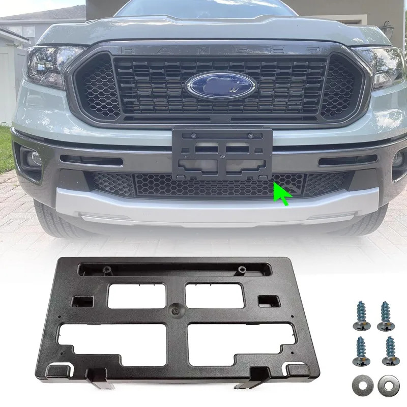 Front License Plate Frame for Ford Ranger 2019-2023 NO Drill Front Bumper License Plate Holder Moun