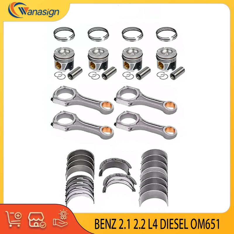 AUTO ENGINE PARTS Connecting rod Engine bearing Piston kit for MERCEDES-BENZ 2.1L 2.2L L4 2.2 L T D
