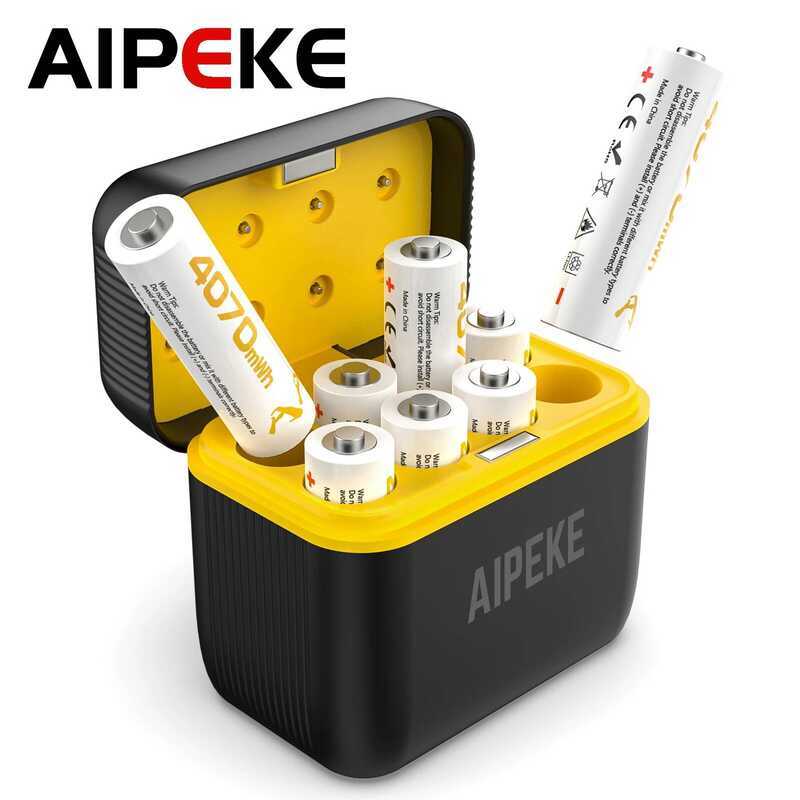 C AIPEKE Aa Rechargeable Batteries 1.5V 4070Mwh 8 Slots Smart Rechargeable Battery Charger For Came