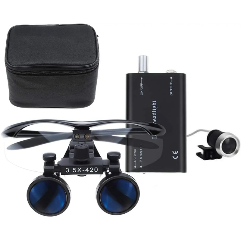 Dentistry Surgical Magnifiers  3.5X DentaL Medical Binoculars with Headlight Lamp (Black) Magnifyin