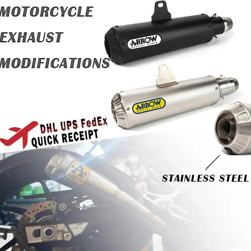 Universal Motorcycle ARROW Exhaust Muffler Pipe Tube For Honda Yamaha Kawasaki YZF R1 R3 R6 Z400 Nv